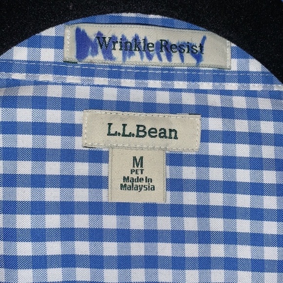 100% Cotton L.L. Bean Wrinkle -Resist Short Sleeve Button Down Blouse, sz Medium - Picture 3 of 11